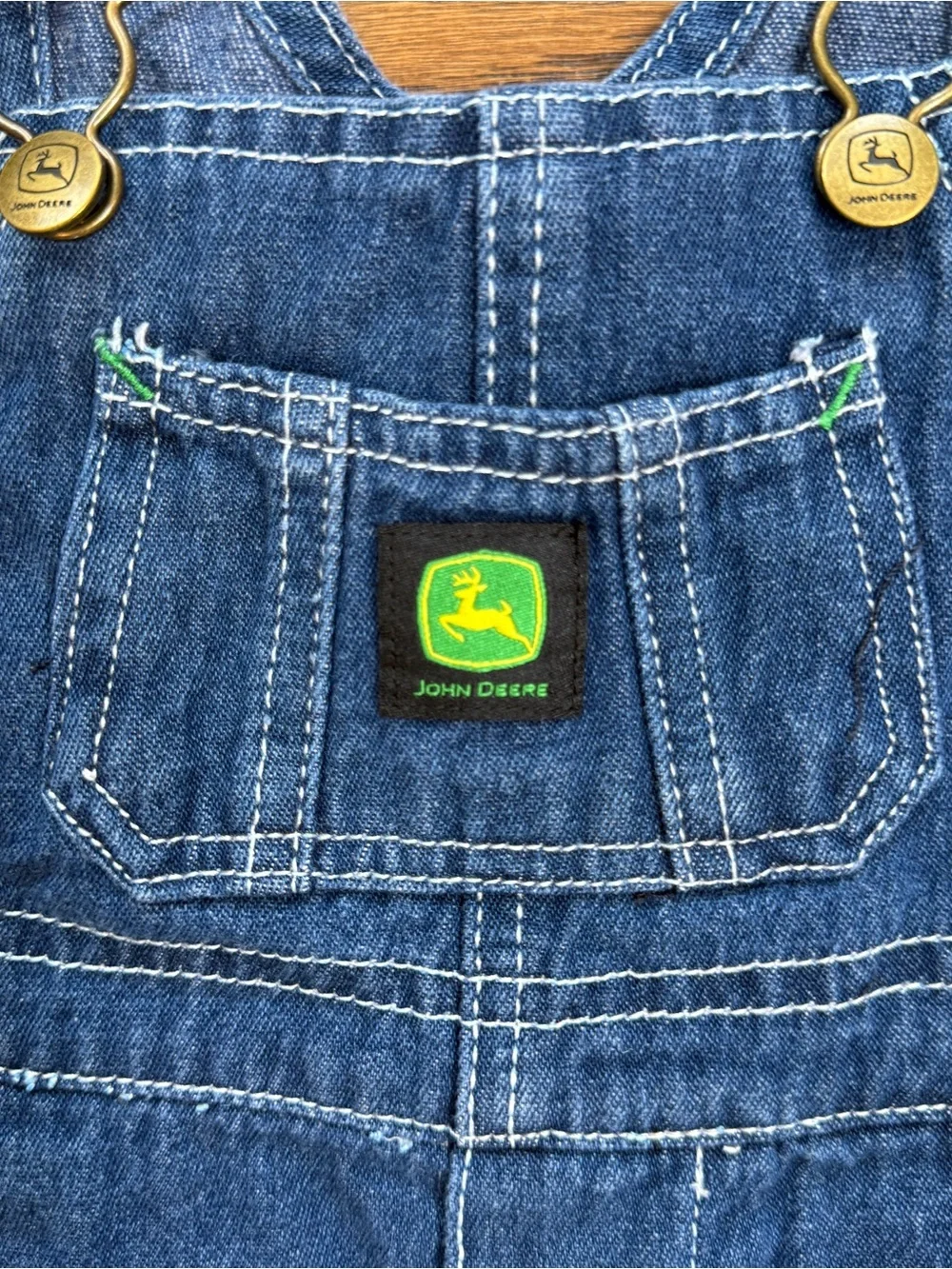 John Deere Boys Dark Blue Wash Denim Overalls Fall Winter Farming Country 6Mths